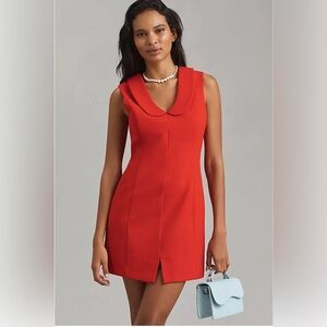 Anthropologie Endless Rose Sleeveless Shawl-Lapel Red Mini Dress Size Med NWT